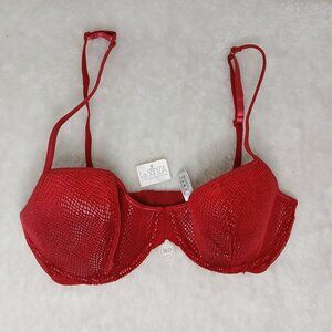 NWT La Senza Underwire Patterned Fabric Bra Red Size 36D